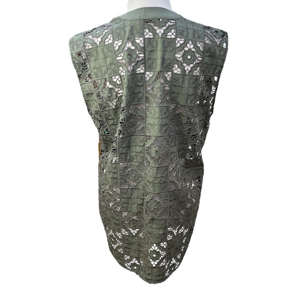 Zara Floral Patchwork Oversized Sleeveless Top Army Green Size Small - Picture 2 of 7